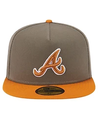 New Era Men's Olive/Orange Atlanta Braves Two-Tone Color Pack A-Frame 59FIFTY Fitted Hat