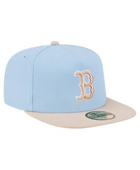 New Era Men's Light Blue/Cream Boston Red Sox Two-Tone Color Pack A-Frame 59FIFTY Fitted Hat