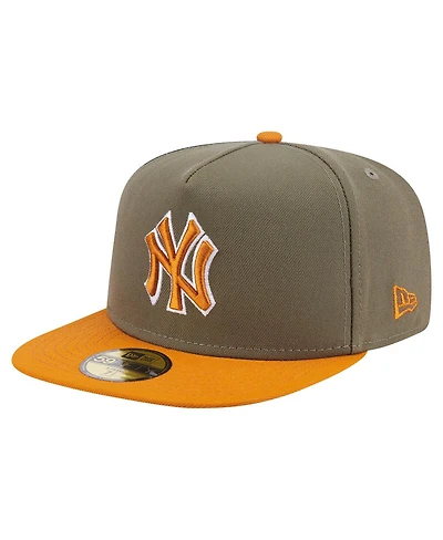 New Era Men's Olive/Orange York Yankees Two-Tone Color Pack A-Frame 59FIFTY Fitted Hat