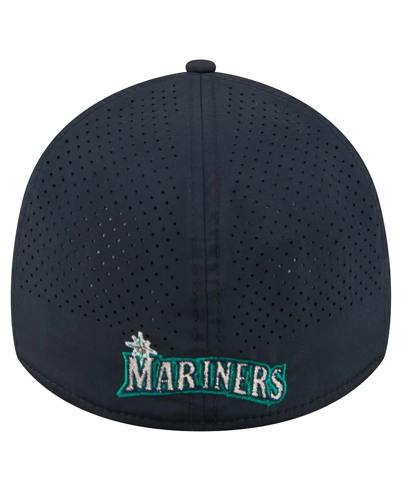 New Era Men's Navy Seattle Mariners 39THIRTY A-Frame Perforated Flex Hat