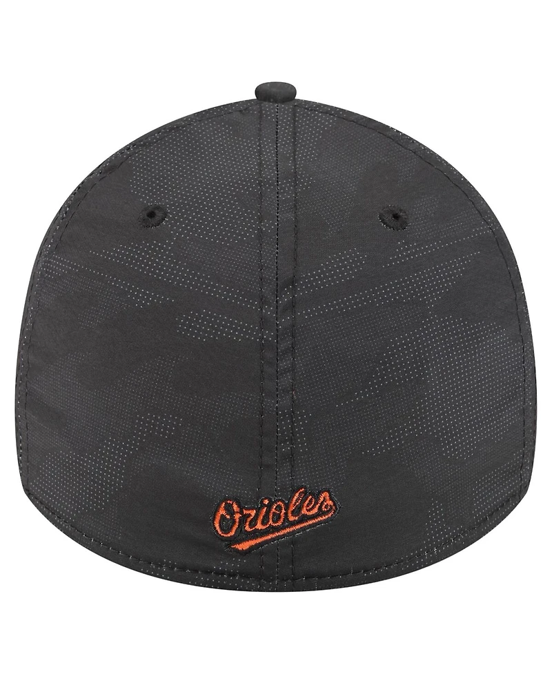 New Era Men's Black Baltimore Orioles Tonal Camo 39THIRTY Flex Hat