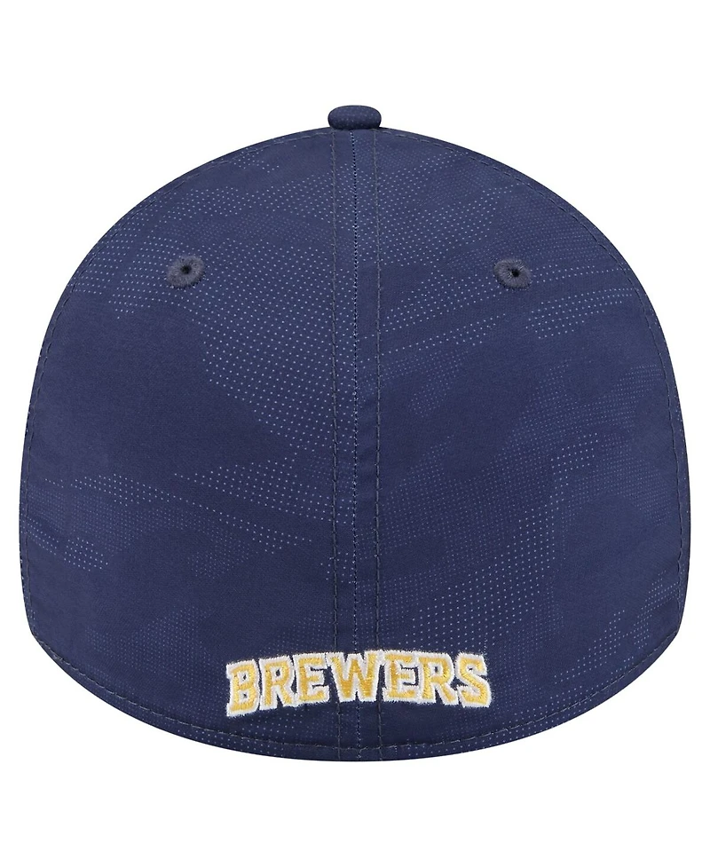 New Era Men's Navy Milwaukee Brewers Tonal Camo 39THIRTY Flex Hat