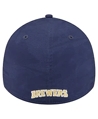 New Era Men's Navy Milwaukee Brewers Tonal Camo 39THIRTY Flex Hat