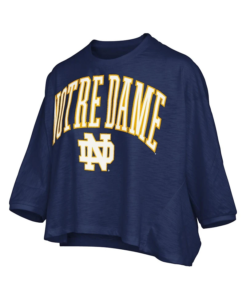 Pressbox Women's Navy Notre Dame Fighting Irish Midi Arch Over Logo Oversized T-Shirt