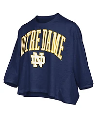 Pressbox Women's Navy Notre Dame Fighting Irish Midi Arch Over Logo Oversized T-Shirt