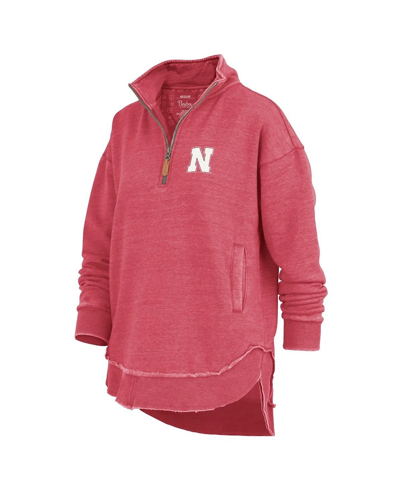 Pressbox Women's Scarlet Nebraska Huskers Northfork Sojourn Poncho Quarter-Zip Sweatshirt