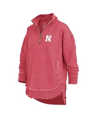 Pressbox Women's Scarlet Nebraska Huskers Northfork Sojourn Poncho Quarter-Zip Sweatshirt