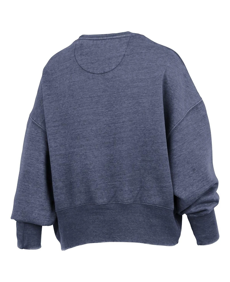 Pressbox Women's Navy Michigan Wolverines Oversized Waist-Length Crewneck Sweatshirt