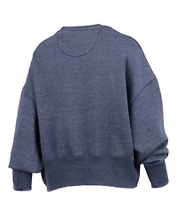 Pressbox Women's Navy Michigan Wolverines Oversized Waist-Length Crewneck Sweatshirt