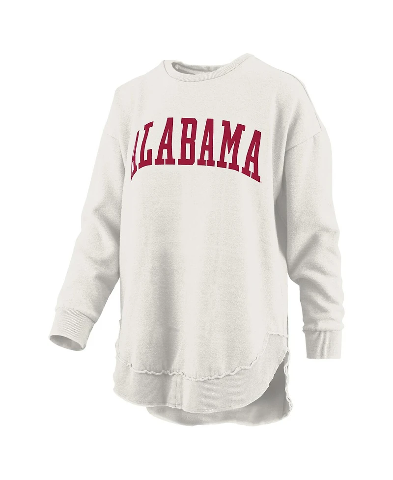 Pressbox Women's Oatmeal Alabama Crimson Tide Melange Poncho Vintage Fleece Long Sleeve Pullover Sweatshirt