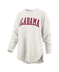Pressbox Women's Oatmeal Alabama Crimson Tide Melange Poncho Vintage Fleece Long Sleeve Pullover Sweatshirt