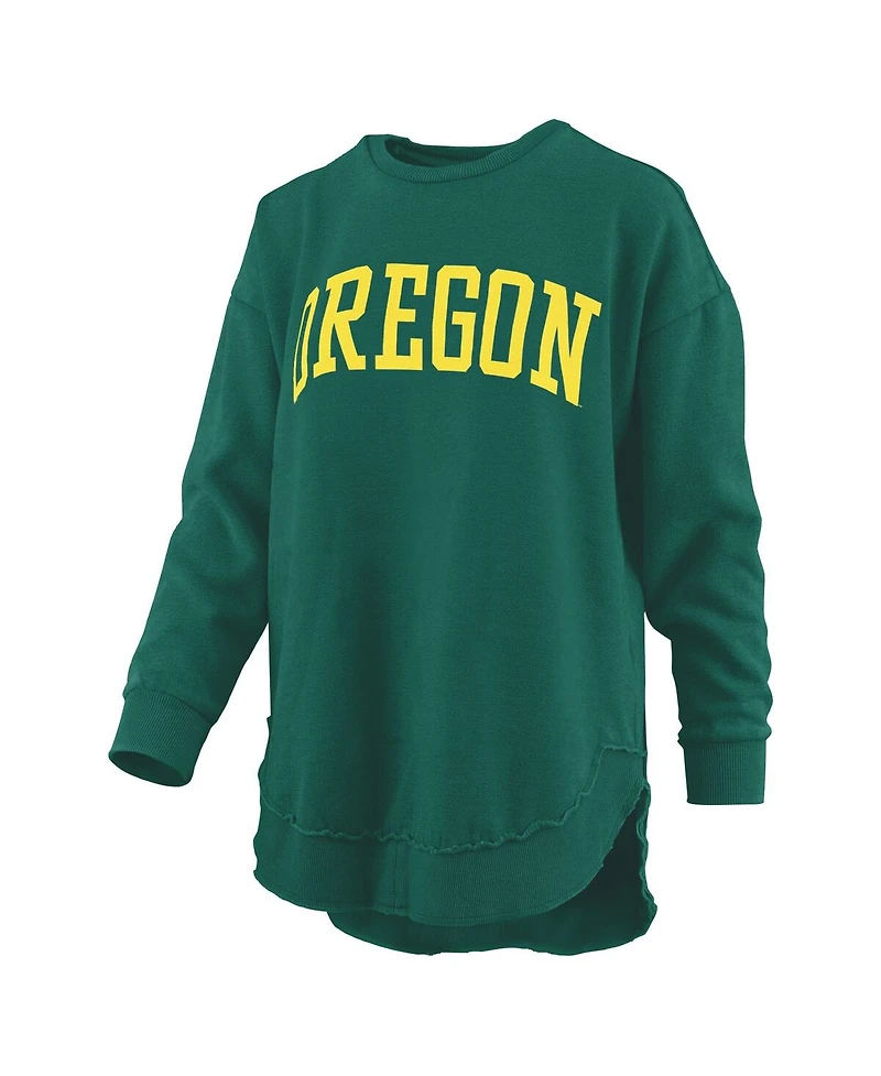 Pressbox Women's Green Oregon Ducks Melange Poncho Vintage Fleece Long Sleeve Pullover Sweatshirt