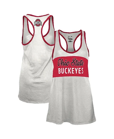 Pressbox Women's White/Scarlet Ohio State Buckeyes Tracy Racerback Burnout Tank Top