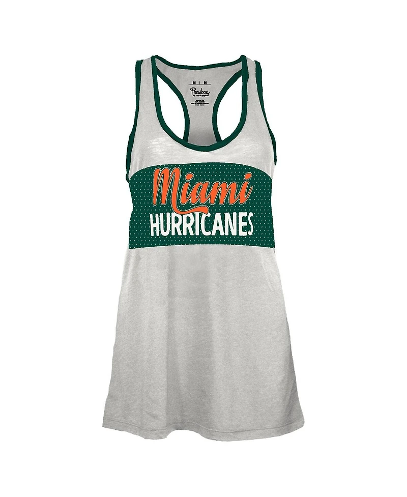 Pressbox Women's White/Green Miami Hurricanes Tracy Racerback Burnout Tank Top