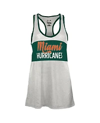 Pressbox Women's White/Green Miami Hurricanes Tracy Racerback Burnout Tank Top