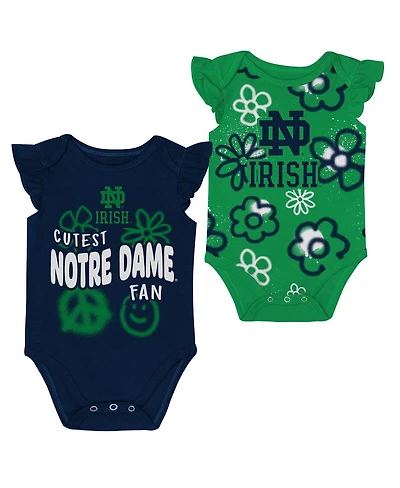 Outerstuff Baby Boys and Girls 2-Piece Navy/Green Notre Dame Fighting Irish Little Sunshine Bodysuit Set