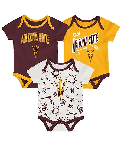 Outerstuff Baby Boys and Girls 3-Pack Arizona State Sun Devils All Day Play Bodysuit Set