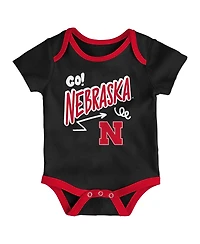 Outerstuff Baby Boys and Girls 3-Piece Nebraska Huskers All Day Play Bodysuit Set