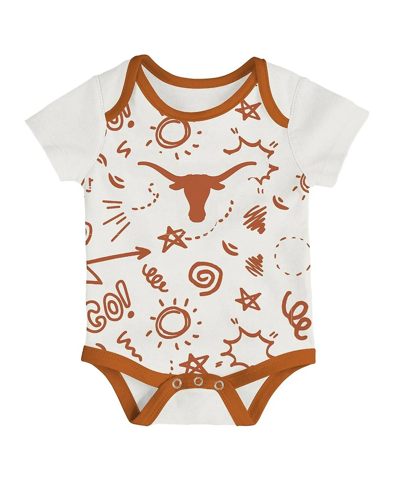 Outerstuff Baby Boys and Girls Outerstuff Texas Longhorns All Day Play 3-Piece Bodysuit Set