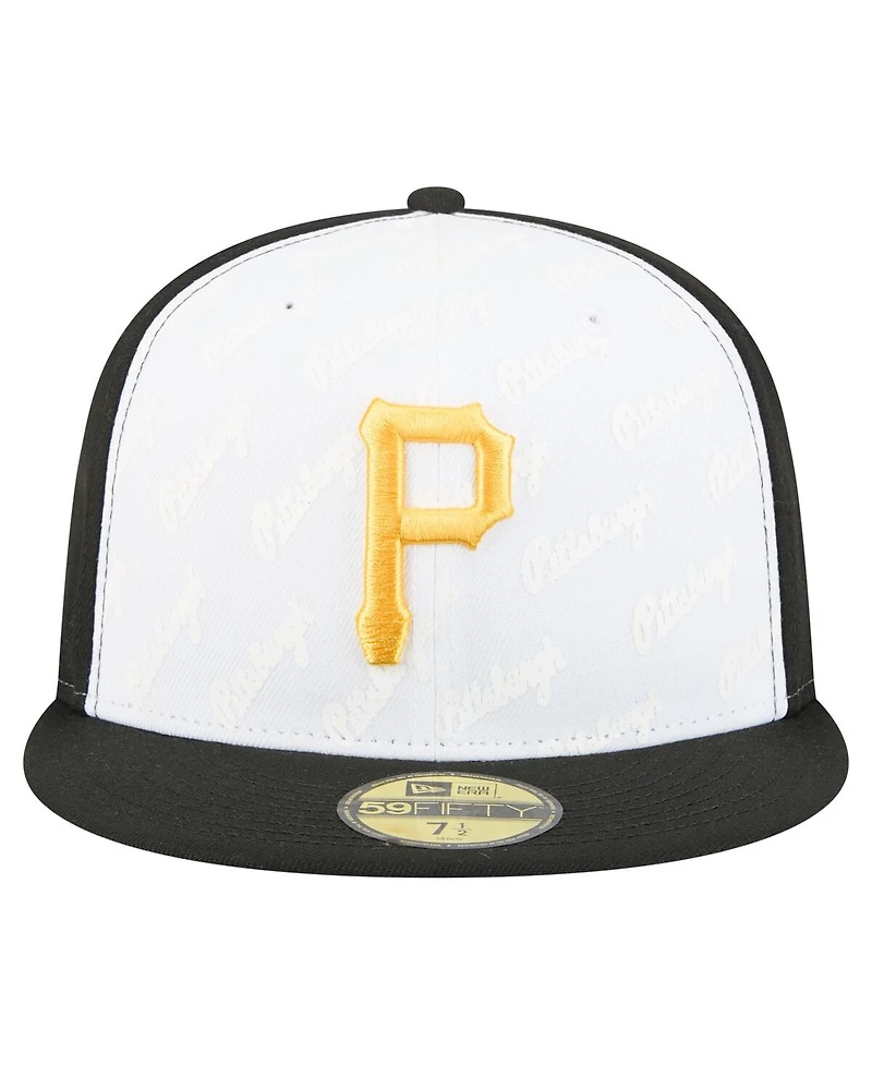 New Era Men's White/Black Pittsburgh Pirates Repeat 59FIFTY Fitted Hat