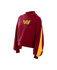 New Era Women's Burgundy Washington Commanders Sport Night Mock Neck Balloon Sleeve Pullover Sweatshirt