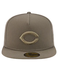 New Era Men's Olive Cincinnati Reds Color Pack A-Frame 59FIFTY Fitted Hat