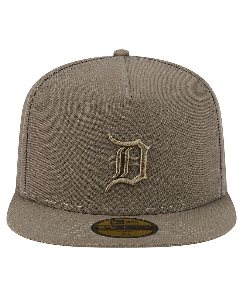 New Era Men's Olive Detroit Tigers Color Pack A-Frame 59FIFTY Fitted Hat