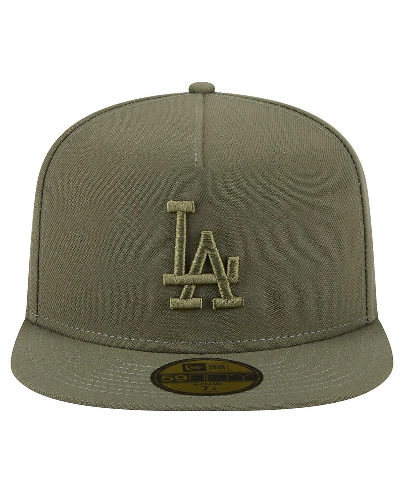 New Era Men's Olive Los Angeles Dodgers Color Pack A-Frame 59FIFTY Fitted Hat