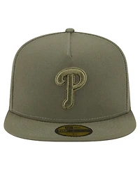 New Era Men's Olive Philadelphia Phillies Color Pack A-Frame 59FIFTY Fitted Hat