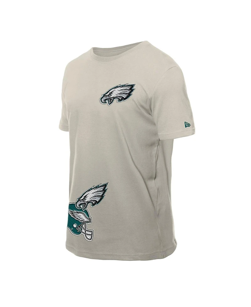 New Era Men's Light Beige Philadelphia Eagles Multi Patch T-Shirt