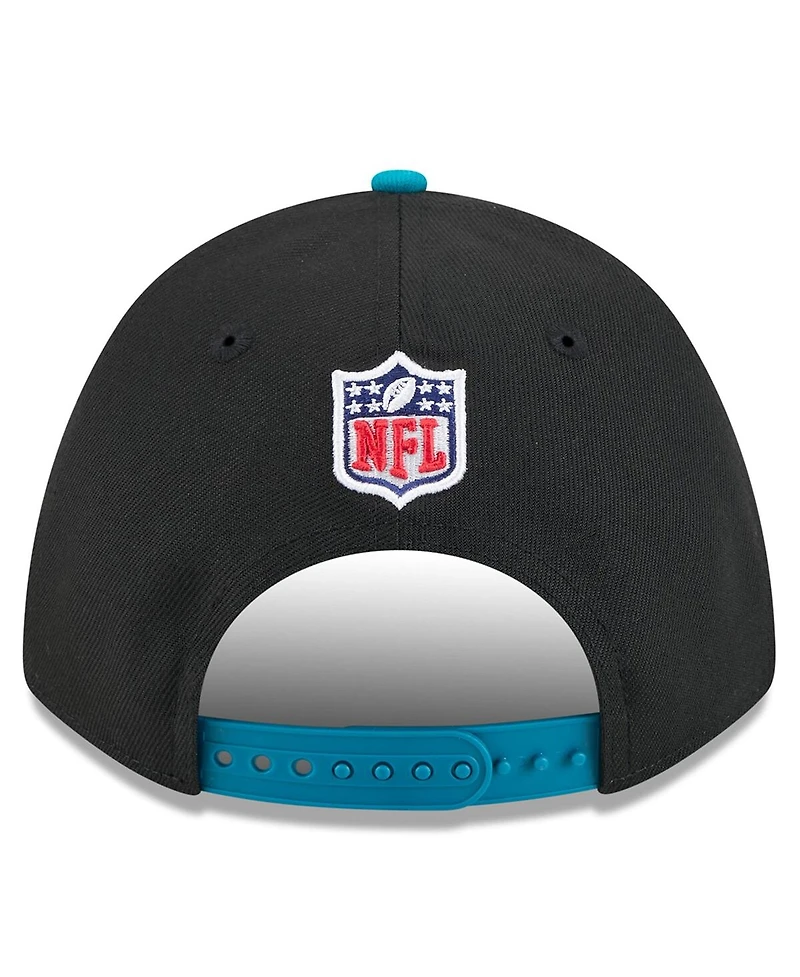 New Era Big Boys and Girls Black/Teal Jacksonville Jaguars 2025 Nfl Draft 9FORTY A-Frame M-Crown Adjustable Hat