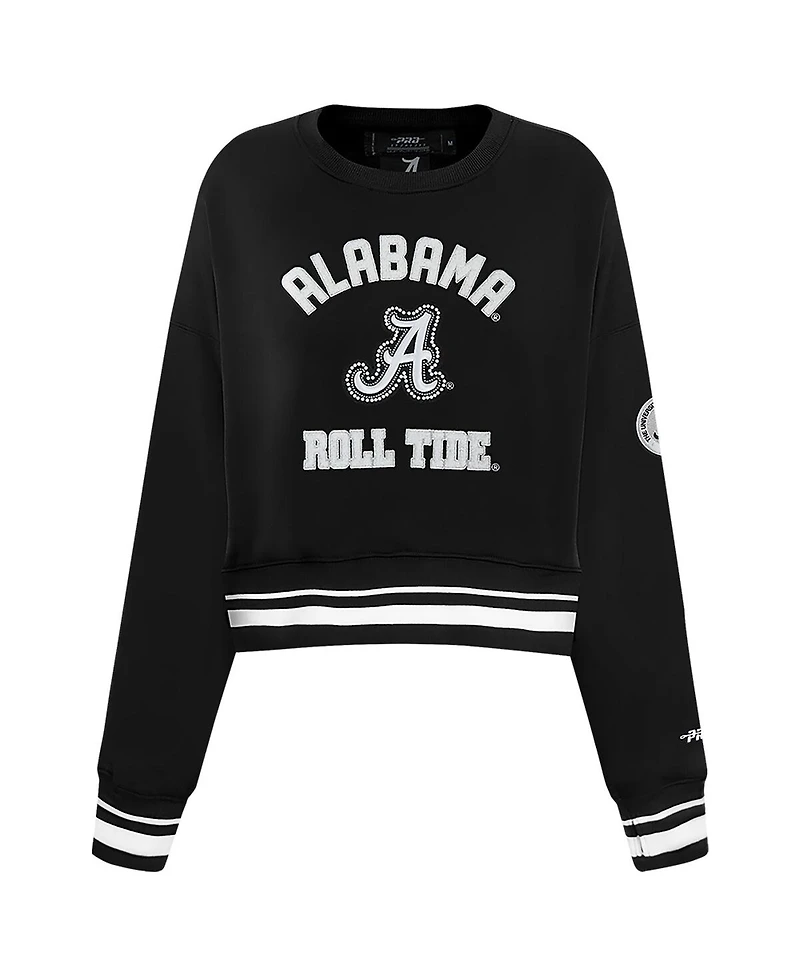 Pro Standard Women's Black Alabama Crimson Tide Cultivated-Pearl Cropped Pullover Sweatshirt