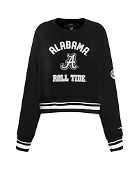 Pro Standard Women's Black Alabama Crimson Tide Cultivated-Pearl Cropped Pullover Sweatshirt