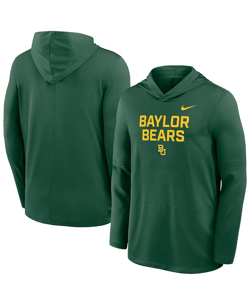Nike Men's Green Baylor Bears 2025 Sideline Dri-fit Long Sleeve Hoodie T-Shirt