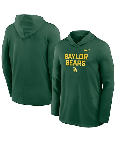 Nike Men's Green Baylor Bears 2025 Sideline Dri-fit Long Sleeve Hoodie T-Shirt