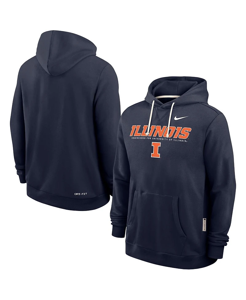 Nike Men's Navy Illinois Fighting Illini 2025 Sideline Performance Pullover Hoodie