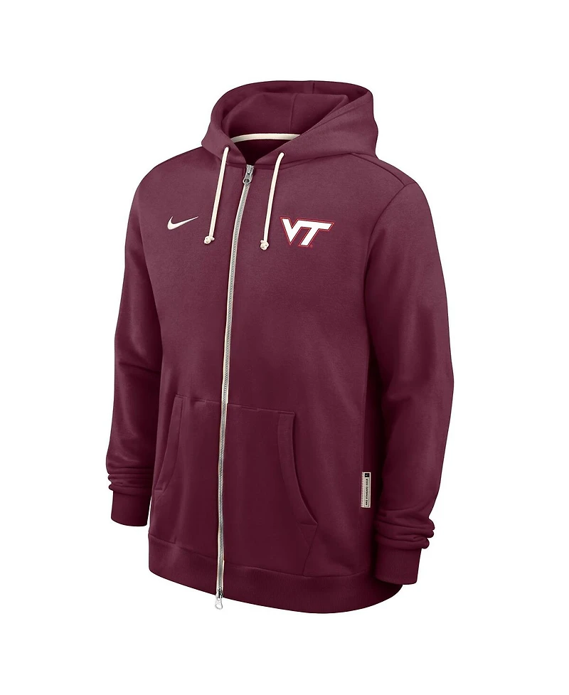 Nike Men's Maroon Virginia Tech Hokies 2025 Sideline Performance Full-Zip Hoodie