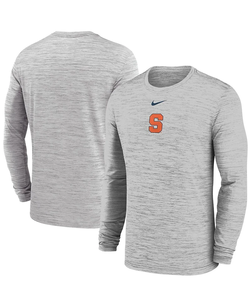 Nike Men's Gray Syracuse Orange 2025 Sideline Velocity Performance Long Sleeve T-Shirt