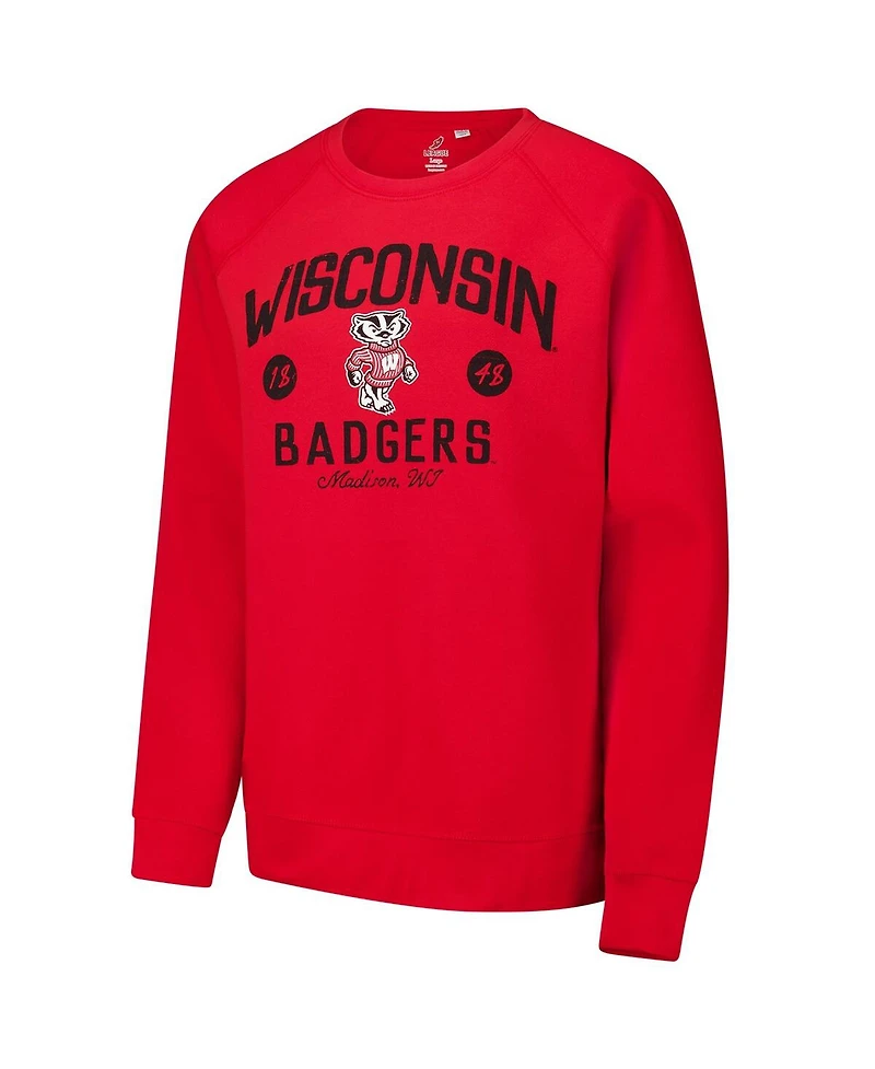 League Collegiate Wear Men's Red Wisconsin Badgers Bendy Arch Essential 2.0 Pullover Sweatshirt