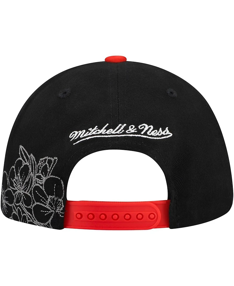 Mitchell & Ness Black/Red Chicago Blackhawks May Flowers Pro Crown Adjustable Hat