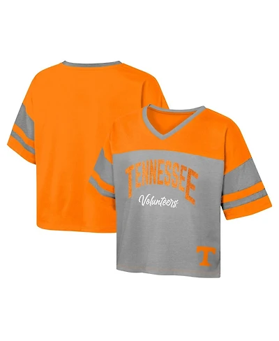 Outerstuff Big Girls Tennessee Orange Volunteers The Playmaker Sleeve Stripe V-Neck Jersey T-Shirt