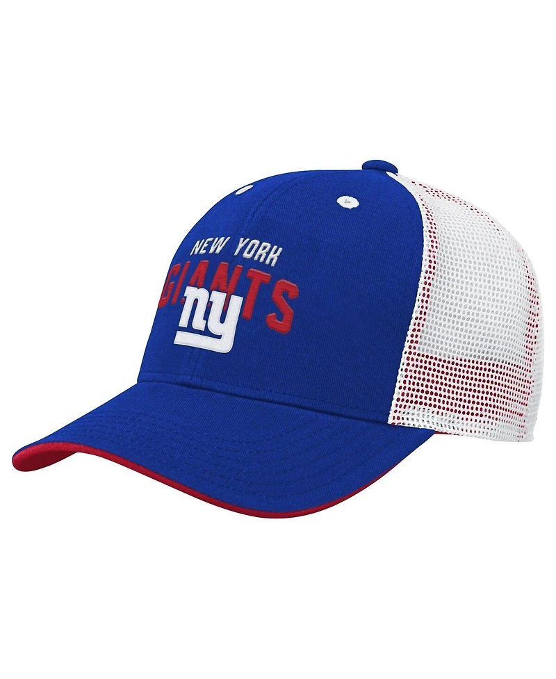 Outerstuff Big Boys and Girls Royal New York Giants Core Lockup Trucker Adjustable Hat