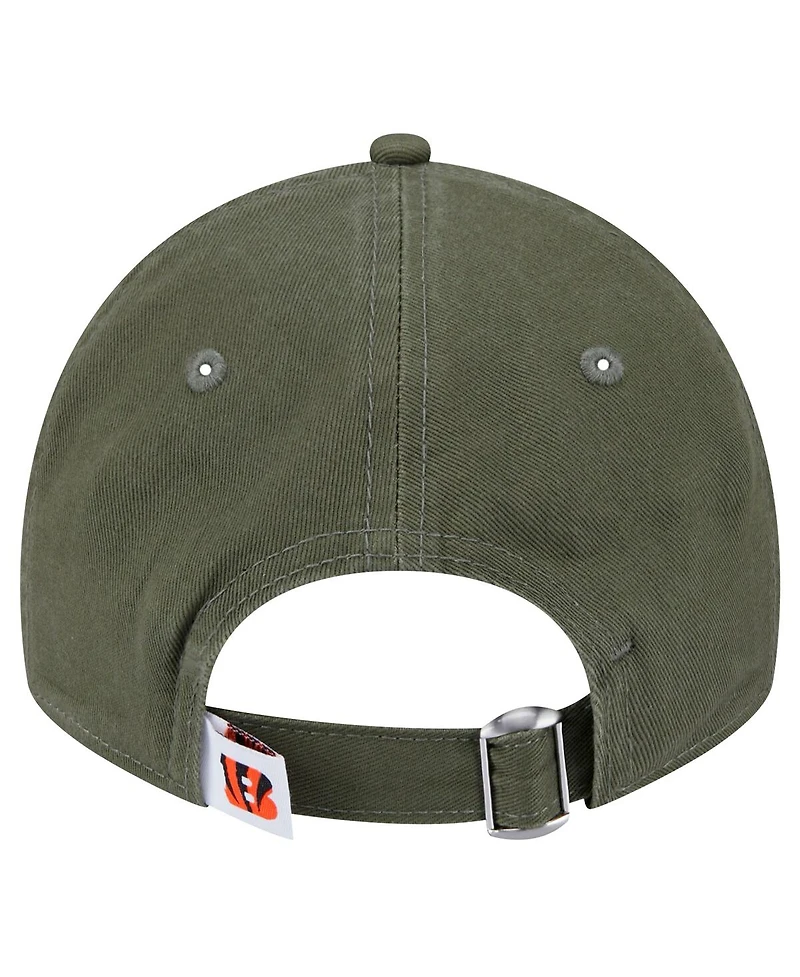 New Era Big Boys and Girls Olive Cincinnati Bengals Main 9TWENTY Adjustable Hat