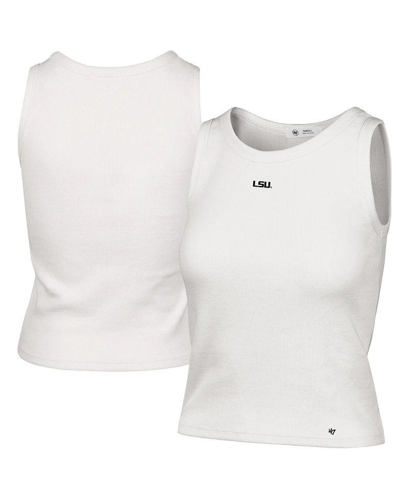 '47 Brand Women's Cream Lsu Tigers Micro Logo Ribbed Cropped Tank Top