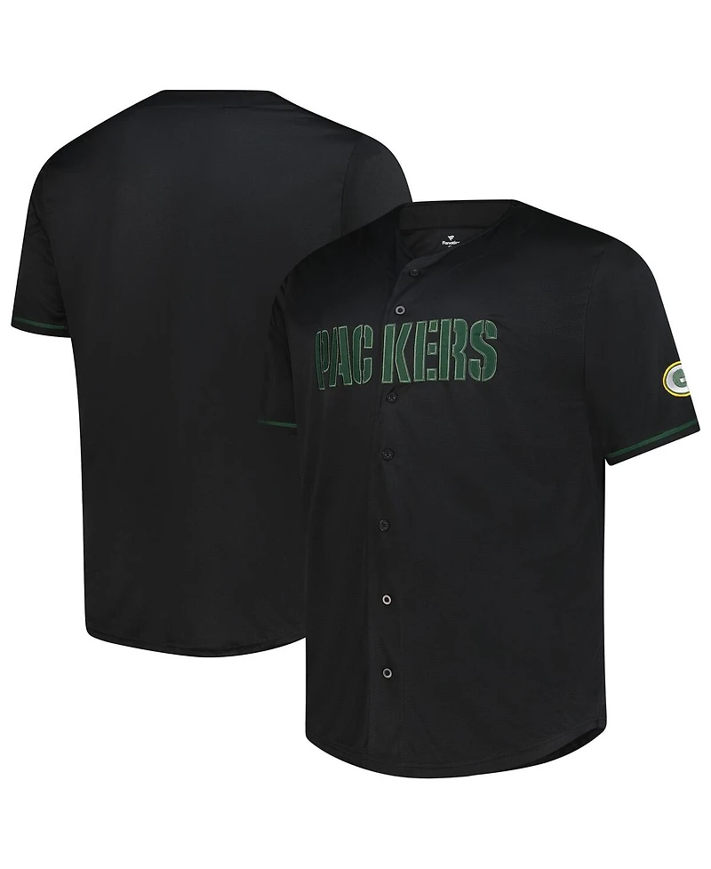 Profile Men's Black Green Bay Packers Big Tall Pop Full-Button Jersey