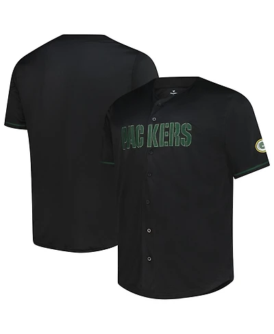 Profile Men's Black Green Bay Packers Big Tall Pop Full-Button Jersey