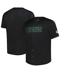 Profile Men's Black Green Bay Packers Big Tall Pop Full-Button Jersey