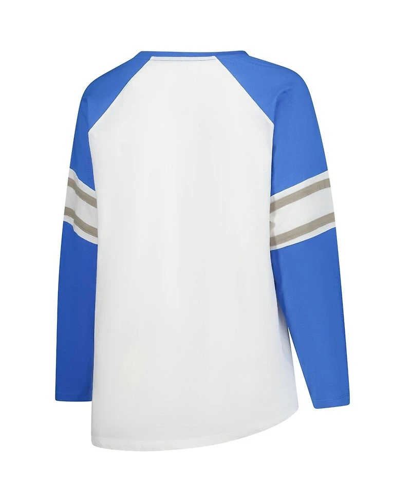 Fanatics Women's White Detroit Lions Plus Redzone Lace Up Long Sleeve T-Shirt