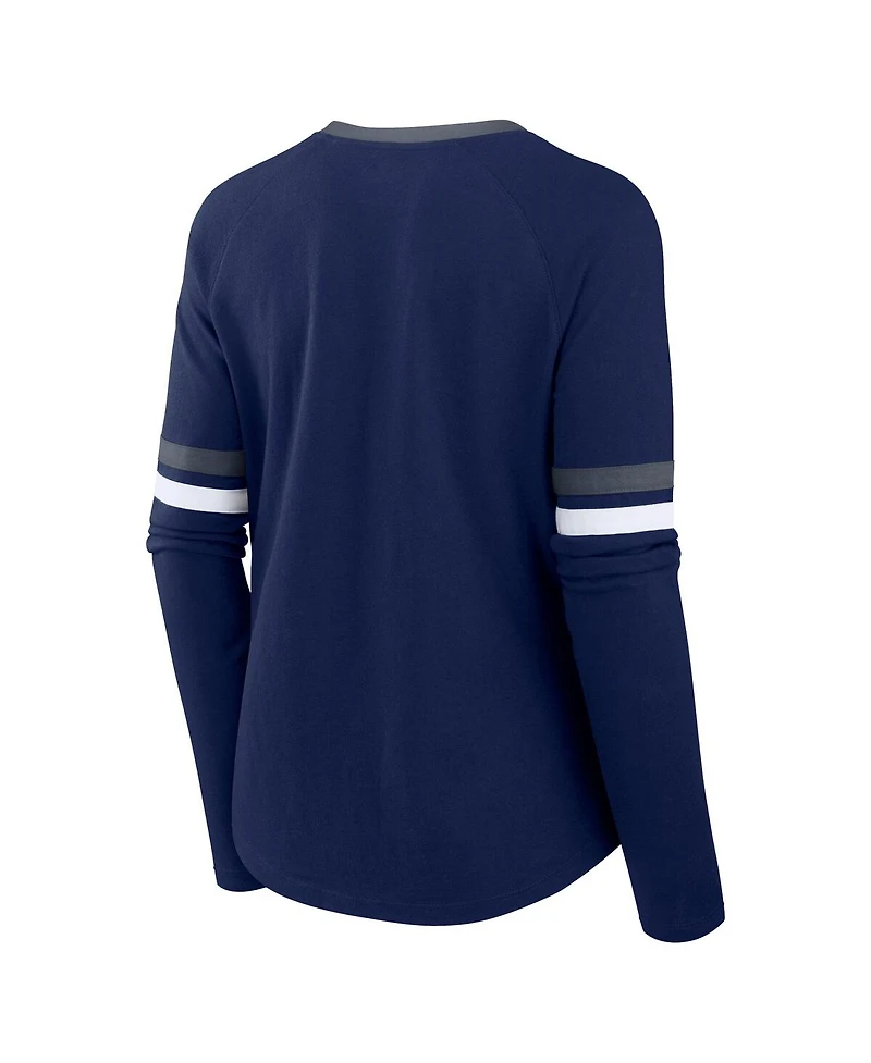 Fanatics Women's Navy Dallas Cowboys Plus Won Done Lace-Up V-Neck Long Sleeve T-Shirt
