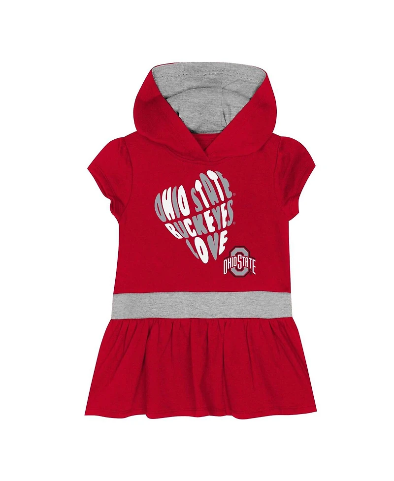 Outerstuff Girls Toddler Scarlet Ohio State Buckeyes Team Love French Terry Hoodie Dress